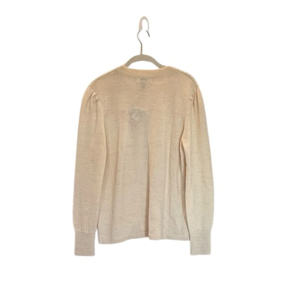 NWT YAPA Light Weight Baby Alpaca Sweater Off White Stepped Heart Medium $225